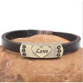 Forever Lover Alloy Bracelet Leather peace Sign Black Brighton Bracelet